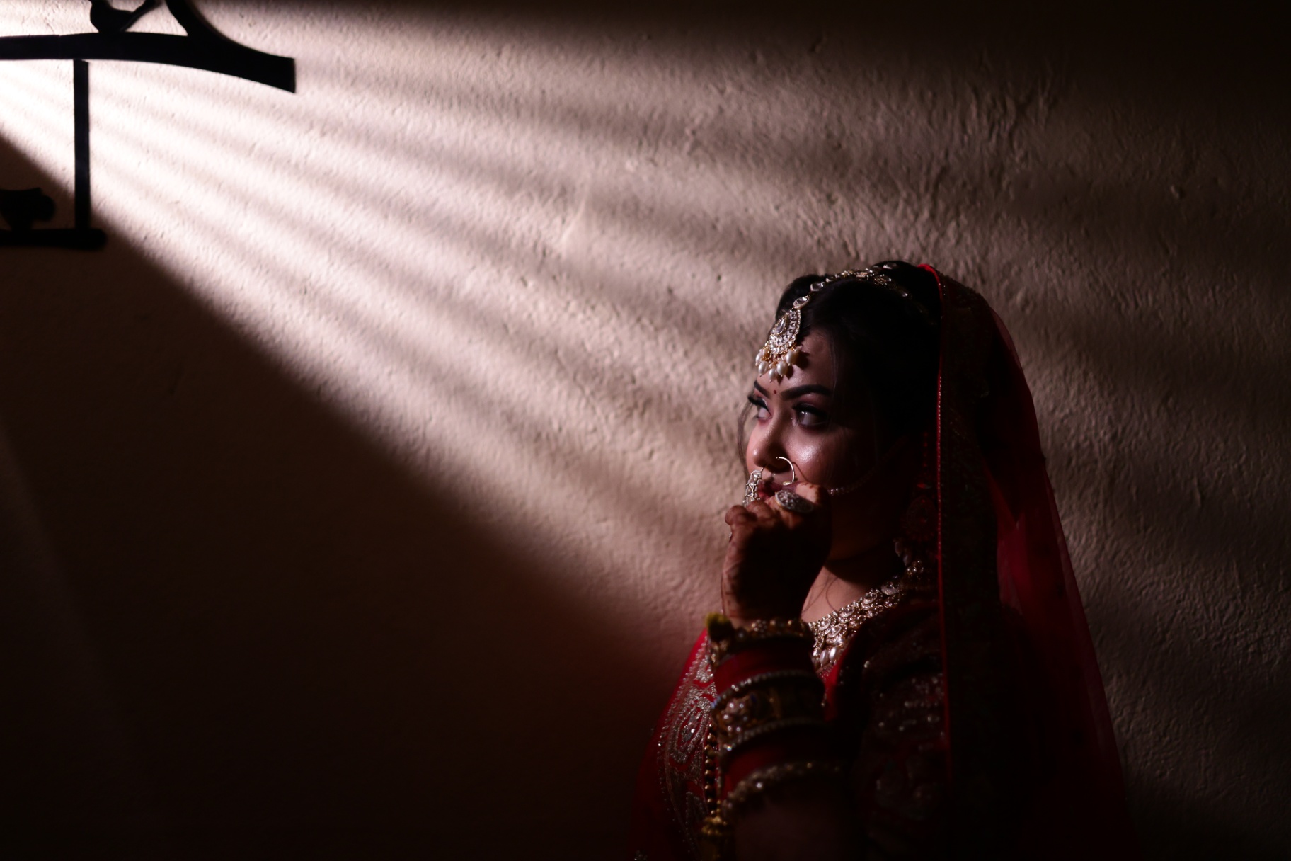 Bride in shadow and window light